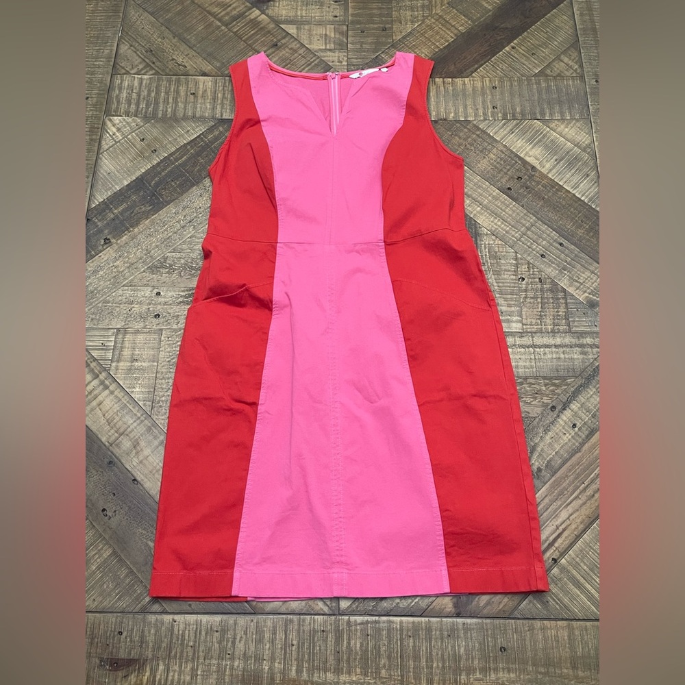 Boden Colorblock Midi Dress in Pink and Red